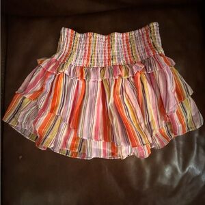 DO+BE tiered ruffle rainbow mini skirt. Worn once.